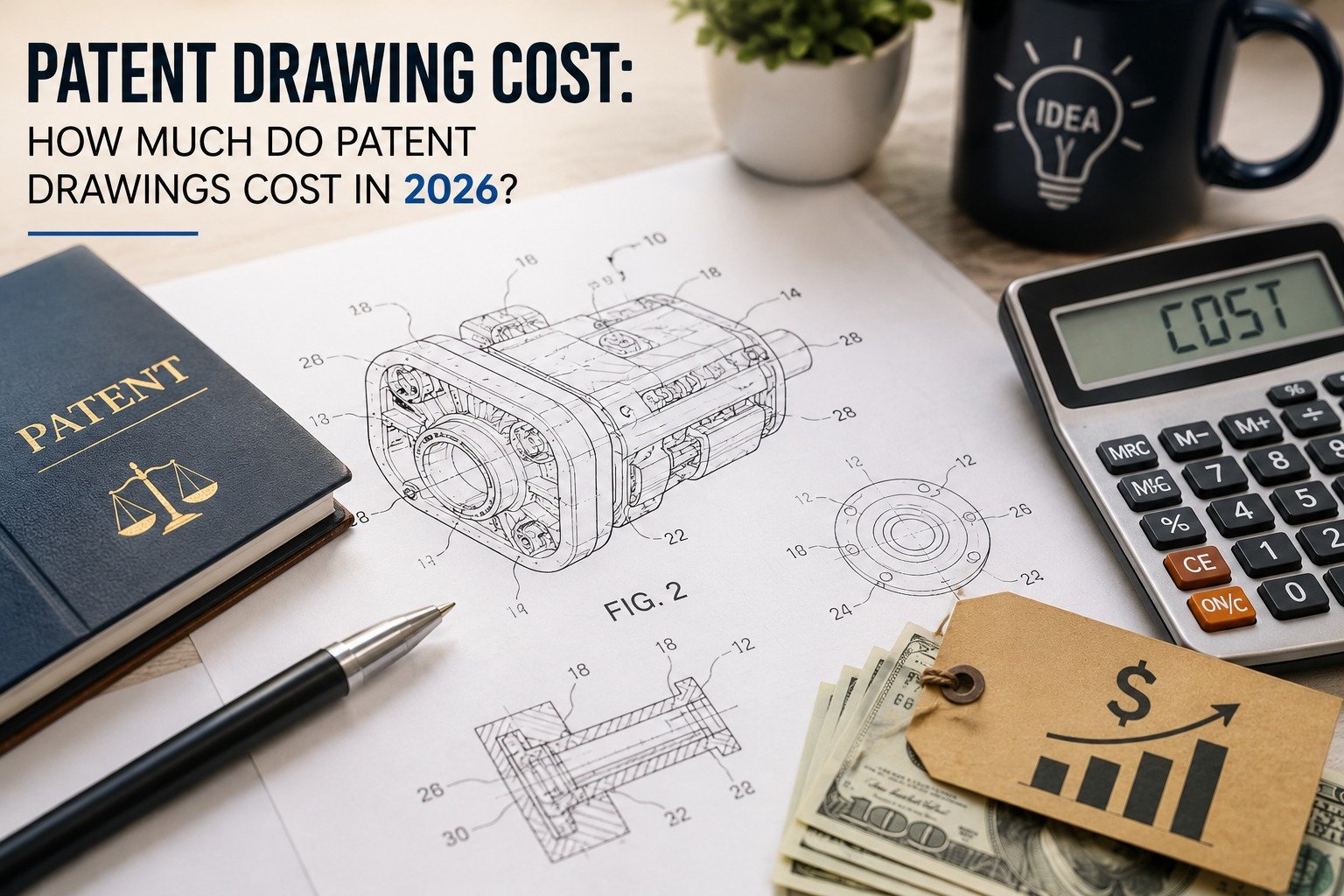 Professional patent illustrator creating technical patent drawings